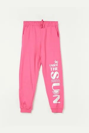 Lifestyle Girls Printed Pure Cotton Mid Rise Joggers