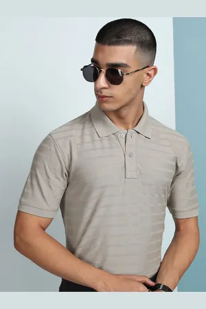 Highlander Men Grey Slim Fit Polo Neck T-Shirt