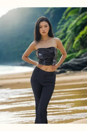 Stylecast Embellished Tube Crop Top