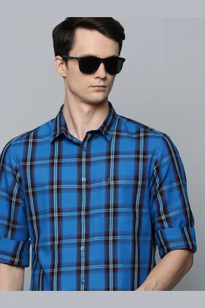 Indian Terrain Men Pure Cotton Slim Fit Tartan Checked Opaque Casual Shirt