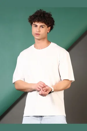 V-Mart Men Solid Round Neck Cotton Relaxed Fit T-shirt