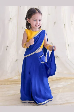 Tiber Taber Girls Solid Ready to Wear Saree