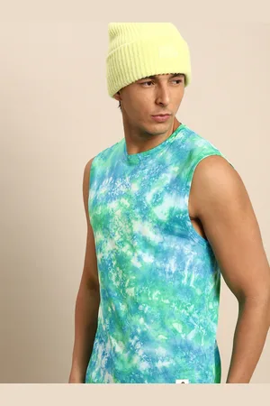 Being Human Men Green & Blue Printed Pure Cotton T-shirt