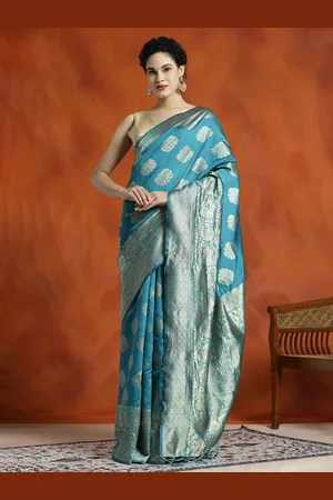 Jaipur Silk Blend Zari Woven Design Banarasi Saree