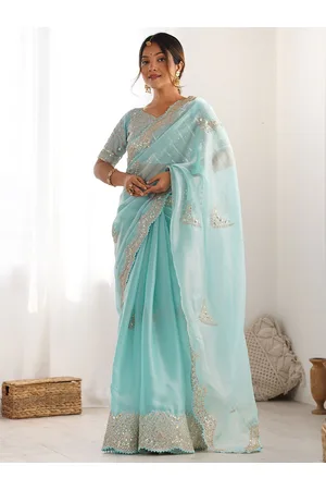 Satrani Embellished Sequinned Organza Saree