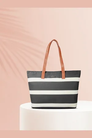 LAVIE Women Black & White Striped Structured Shoulder Bag