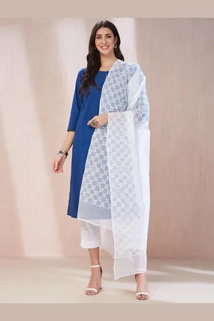 Fabindia Embroidered Cotton Silk Dupatta with Thread Work