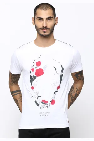 Huetrap Men White Printed Round Neck T-shirt