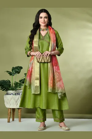 Kalini Women Regular Pure Silk Kurta with Palazzos & With Dupatta