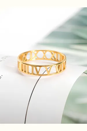 KARISHMA KREATIONS Unisex Gold-Plated Roman Numerals Stainless Steel Finger Ring