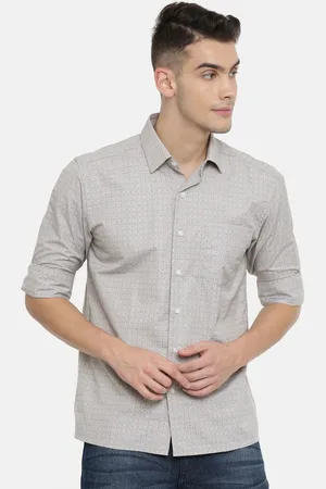 John Players Men Grey Regular Fit Self Design Casual Shirt