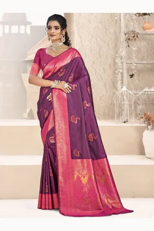 SANGAM PRINTS Woven Design Zari Silk Blend Designer Tussar Saree