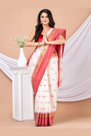 Laa Calcutta Ethnic Motifs Woven Design Pure Cotton Taant Saree