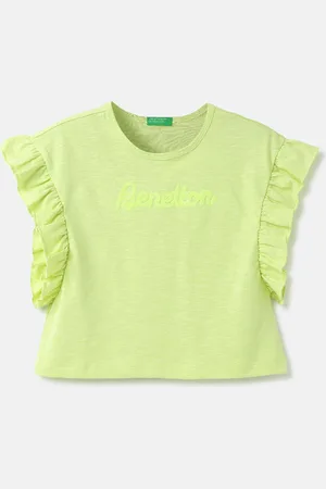 Benetton Girls Sequined Flutter Sleeve Top