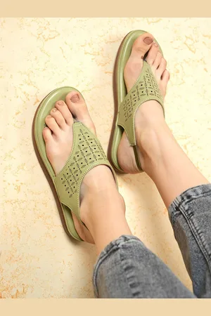 Mast & Harbour Women Textured Party T-Strap Flats with Laser Cuts