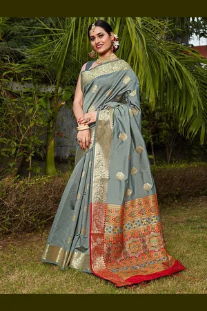 JustFashion Woven Design Zari Banarasi Saree