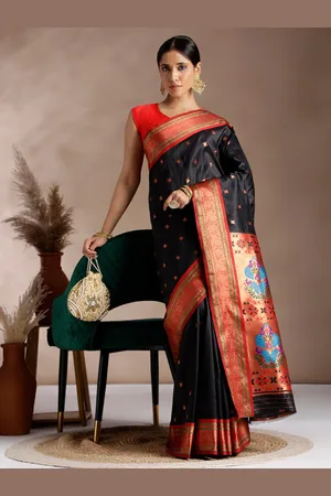 JustFashion Woven Design Zari Paithani Saree