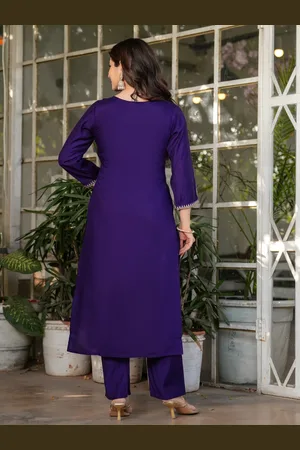 Orus Women Ethnic Motifs Embroidered Regular Sequinned Chanderi Silk Kurta with Trousers & With Dupatta