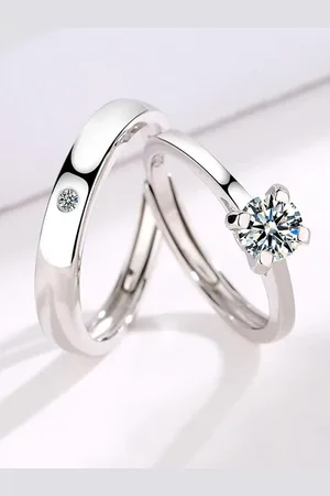 Krelin Unisex Set Of 2 Silver Plated Stones Studded Finger Rings