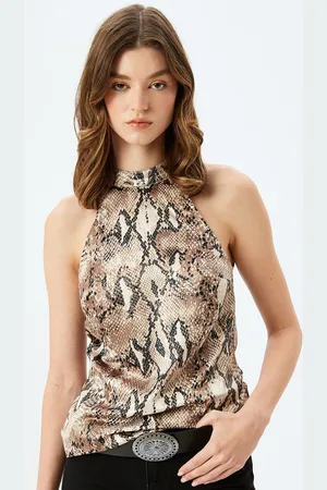 Koton Women Animal Print Halter Neck Top