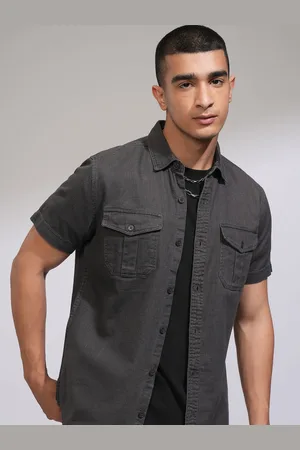 Highlander Men Spread Collar Textured Cotton Casual Shirt