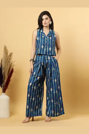 RAASSIO Printed Top & Palazzos Co-Ords