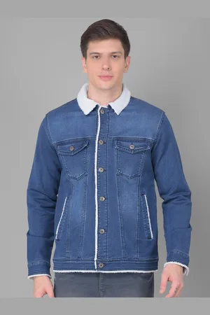 Canary London Washed Spread Collar Faux Fur Trim Detailed Denim Jacket