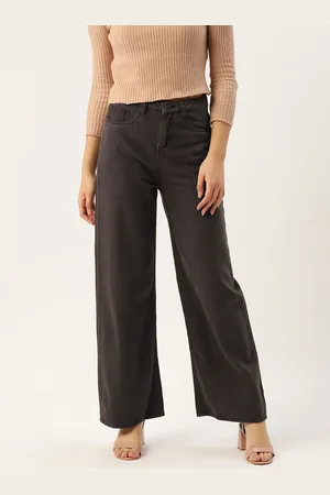 DressBerry Women Charcoal Grey Flared High-Rise Jeans