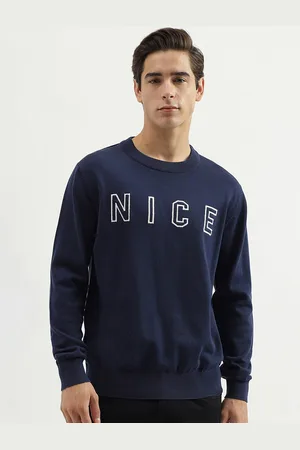 Benetton Typography Embroidered Cotton Pullover Sweater