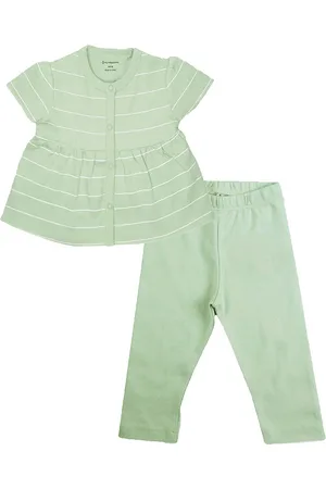 My Milestones Infant Girls Striped Pure Cotton Top with Leggings Clothing Set
