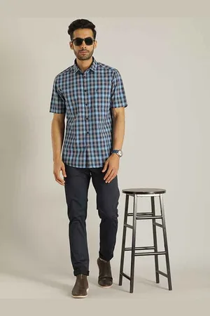 Indian Terrain Men Slim Fit Tartan Checks Opaque Checked Casual Shirt