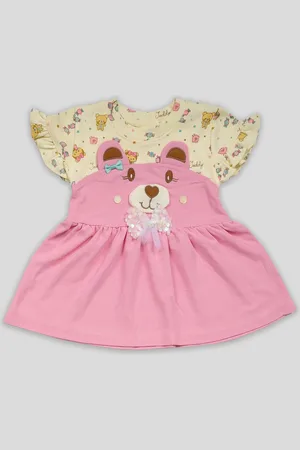 Babys Day Girls Floral Printed Flutter Sleeves Fit & Flare Dress