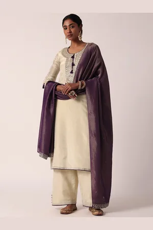 KALKI Fashion Women Ethnic Motifs Yoke Design Regular Thread Work Kurta with Palazzos & With Dupatta