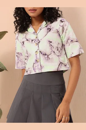 DressBerry Neo-Electro Print Boxy Crop Shirt