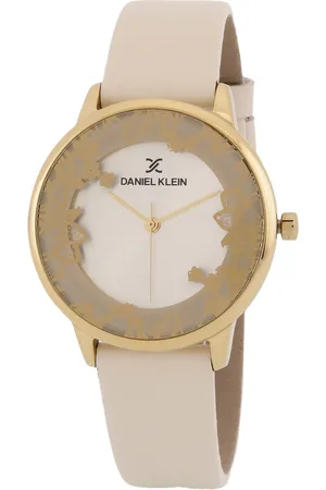 Daniel Klein Women Beige Embellished Dial & Leather Straps Analogue Watch DK.1.12552-3-Re