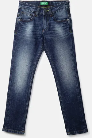 Benetton Boys Blue Slim Fit Heavy Fade Jeans