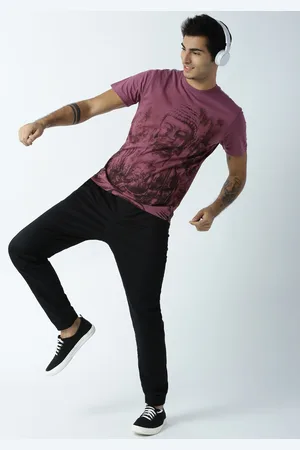Huetrap Men Mauve Printed Round Neck T-shirt
