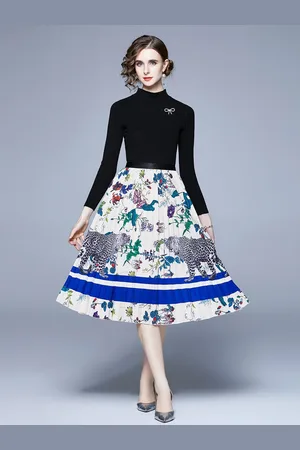 JC Collection Women Printed Top with Skirt