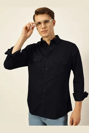 Invictus Men Original Spread Collar Solid Cotton Slim Fit Casual Shirt