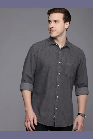 Louis Philippe Slim Fit Denim Washed Pure Cotton Casual Shirt