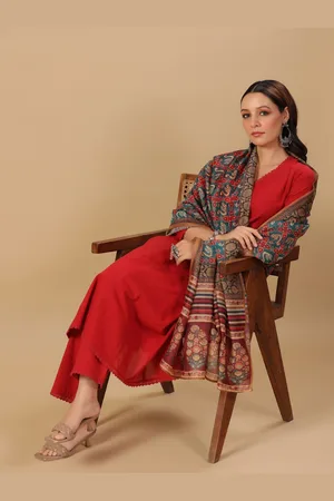 anayna Women Panelled Pure Cotton Kurta with Trousers & With Dupatta
