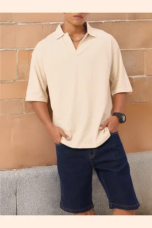 Kook N Keech Relaxation Textured Drop-Shoulder Oversized Polo T-shirt