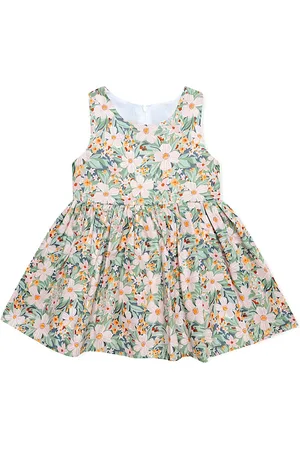 BAESD Girls Floral Printed Flared V-Neck Cotton A-Line Dress