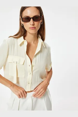 Koton Women Spread Collar Solid Casual Shirt