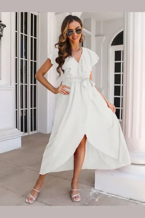 DressBerry V-Neck Asymmetric A-Line Maxi Dress