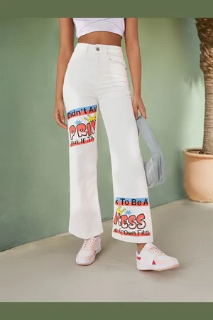 DressBerry Women Girly Grunge Straight Fit Printed Jeans