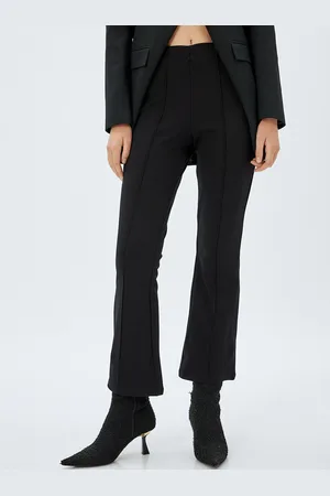 Koton Women Skinny Fit Ribbed Detail Spanish Legs Trousers