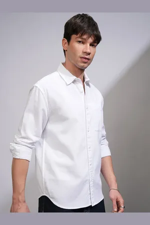 Highlander Men Relaxed Fit Spread Collar Solid Cotton Casual Shirt
