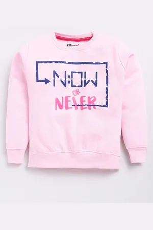 Eteenz Girls Typography Printed Round-Neck Premium Cotton Sweatshirt