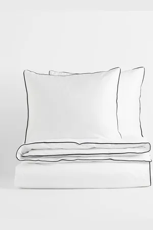 H&M White Cotton Sateen Double Duvet Cover Set